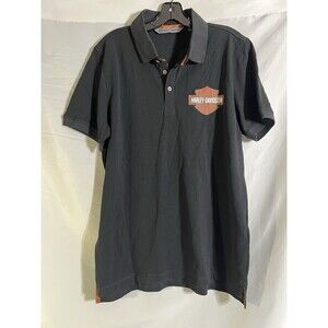 Harley-Davidson Garage Men’s size L Black Logo Knit Polo Slim Fit